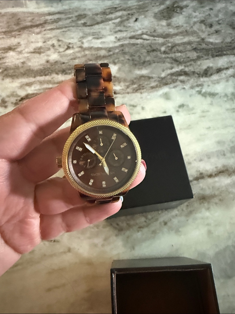 Michael Kors Tortoise Resin Bracelet Watch with Gold-Tone Bezel - Picture 5 of 5